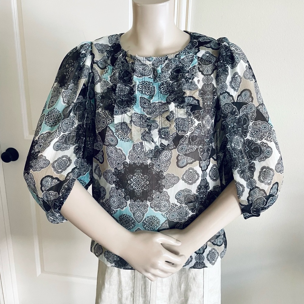 NWT  BCBGeneration 3/4 Petal Sleeves Blouse S $88